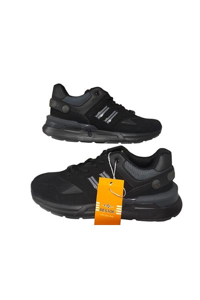Best Of Men's Black Orthopedic Sole Walking Shoes Bstf203-00