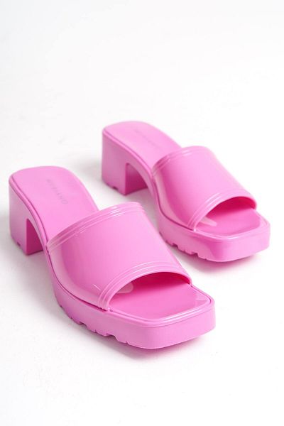 Mubiano Pink Women's Jelly Heeled Summer Slippers - MSTB700-PMB