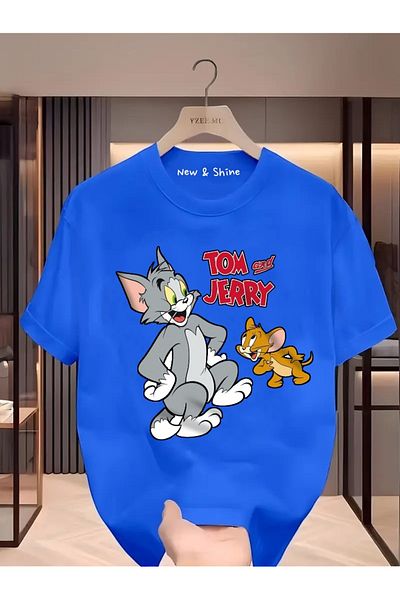 New Shine 1 tricou este un cadou pentru achiziții de 6 și mai sus în coș - Tricou oversize cu imprimeu Tom și Jerry