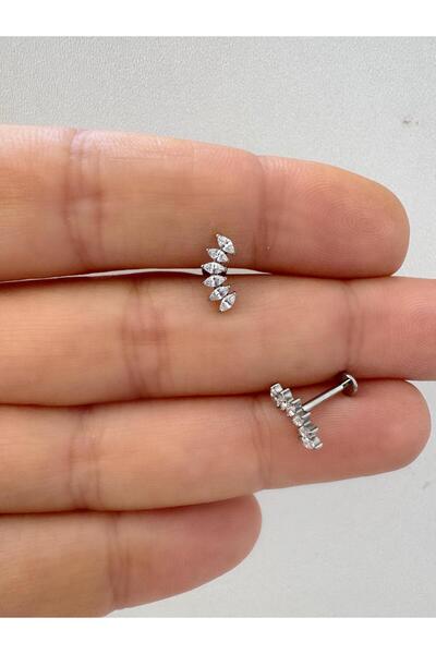 Arescollection 1 adet G23 TİTANİUM ( titanyum ) tragus helix kıkırdak uyumlu ...