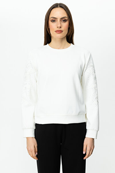 ON Μπλούζα με λεπτομέρεια κεντήματος στα μανίκια Sweat Ecru-56375