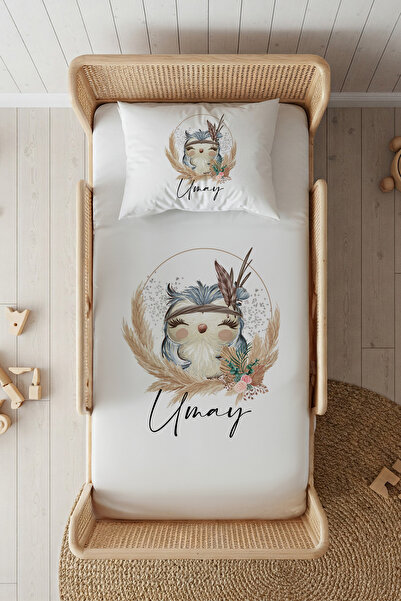 Lilabio %100 Pamuk Saten İsme Özel İsimli 100x200 Tek Kişilik Lastikli Çarşaf...