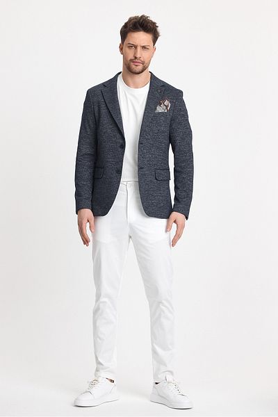 Frappoli Laimame Light Navy Blue - Oversize Ανδρικό Μπλέιζερ Μπουφάν με Ευέλικτο Ύφασμα