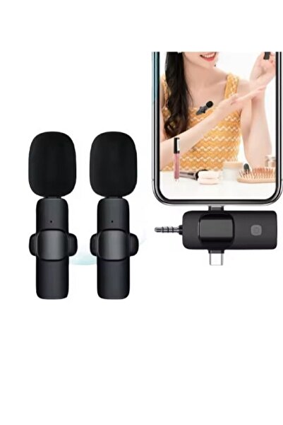 Daytona K9-c2 Type-c Lightning Kablosuz 2'li Yaka Mikrofonu (1ADET KABLOSUZ ALICI 2ADET MİKROFON)