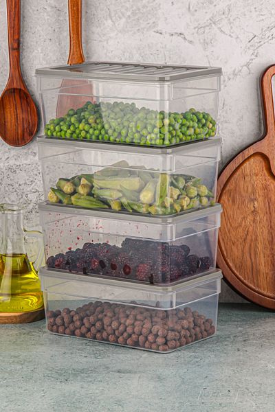welcomein 4-Piece Refrigerator Organizer - Microwave and Diffracted Convenient Storage Container Set