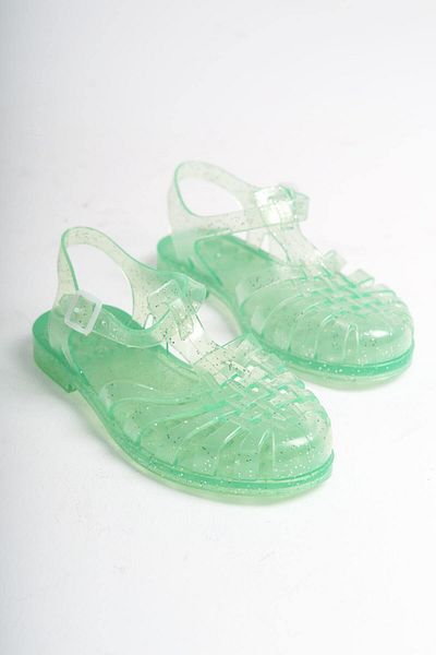 Mubiano Sandale de damă cu sclipici verde transparent cu cataramă cu jeleu - MSTB844-SYS
