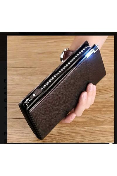 ORGANICYOU Leather Rfid Blocker for Men, Zipper, Polyester Lining, Edge Painted, Multi-Card Slot