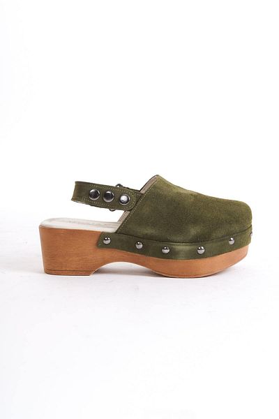 Mubiano Γυναικεία καλοκαιρινά σανδάλια Khaki Suede - Clogs Model Mssr51-hk