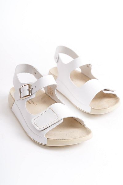 Mubiano Summer Women's Special Sole Genuine Leather White Sandals -Mssr90-B