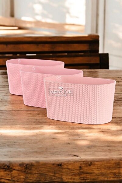 Yapay Çiçek Deposu Bahçe Balkon Saksısı 3lü Set Sümela Model Pembe 15 Cm 4.7 ...