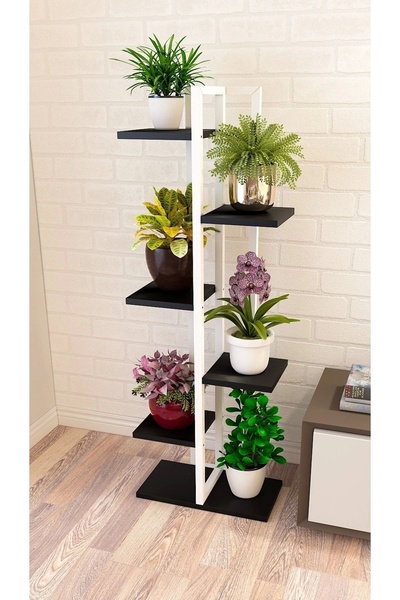 adımshops 6 Raflı,dikey Saksılık,çiçeklik,metal Gövdeli Suntalam