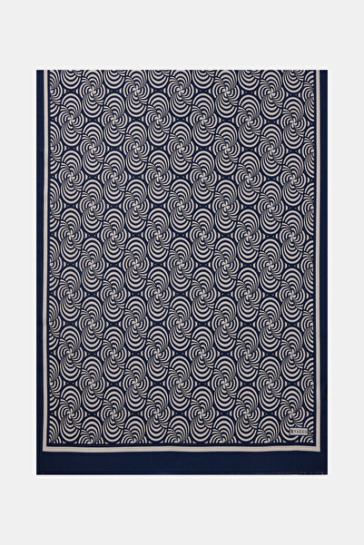 Vakko وشاح من نسيج التويل بنمط هندسي باللون الأزرق الداكن