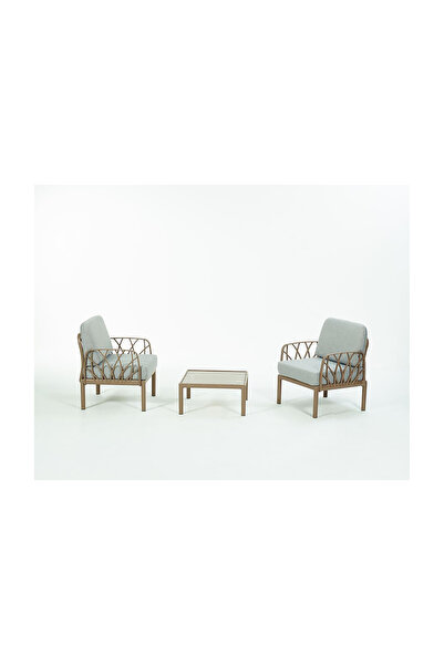 Novussi GARDA Sofa Set 1+1+Sehpa GRİ Minderli