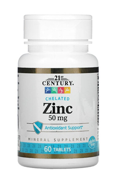 21st Century Chelated Zinc 50 mg 60 Tablets