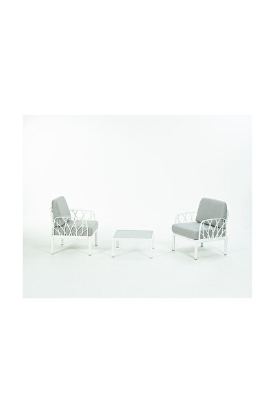 Novussi GARDA Sofa Set 1+1+Sehpa GRİ Minderli