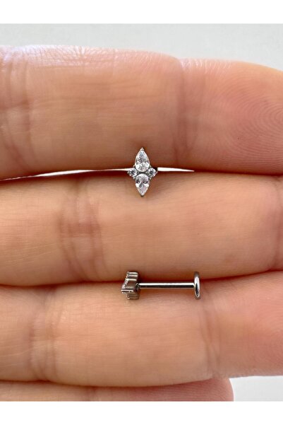 Arescollection 1 adet G23 TİTANİUM ( titanyum ) tragus helix kıkırdak uyumlu ...