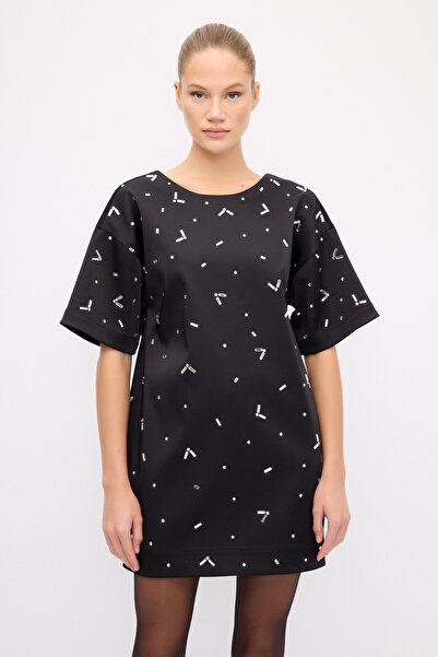 adL Night Zoom Taş Detaylı Mini Elbise