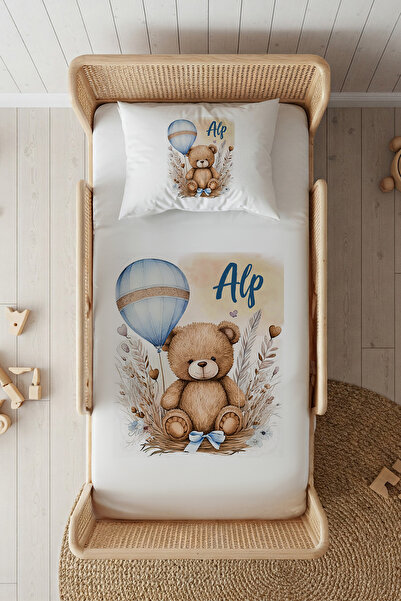 Lilabio %100 Pamuk Saten İsme Özel İsimli 100x200 Tek Kişilik Lastikli Çarşaf...