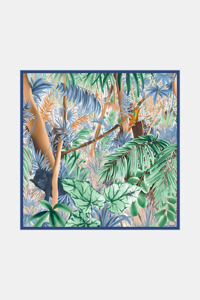 Vakko MAVİ ÇİÇEK DESENLİ TWILL EŞARP