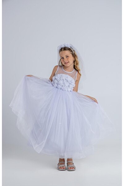 MONİTA Robası çiçekli uzun kız çocuk abiye elbise