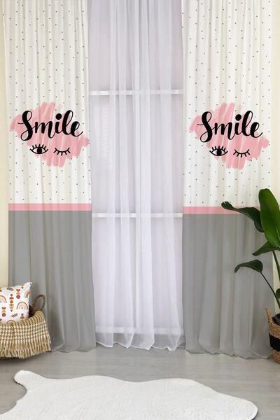 milroma Smile Pattern Velvet Baby and Children's Room Background Curtain - White