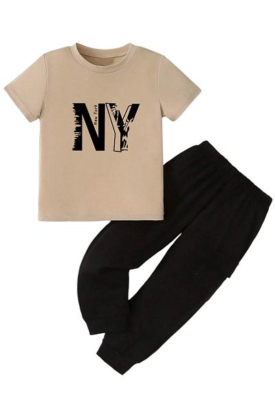uyguntarz Bedrucktes NewYork-Trainingsanzug-Set für Kinder