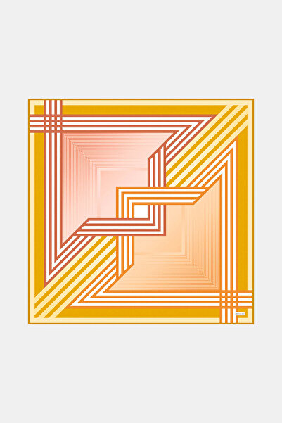 Vakko وشاح تويل أصفر بنقوش هندسية صفراء منقوشة