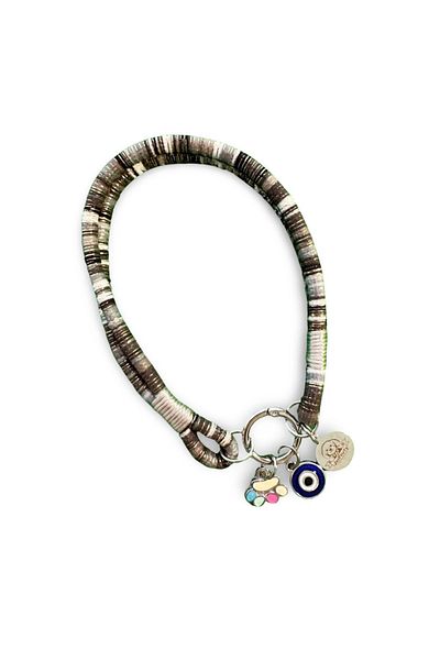 JesPawty Gray Rope Cat Dog Necklace with Charm Pendant Silver Color
