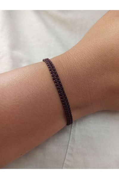 TREND Unisex Braided Brown Macrame Drawstring Bracelet, Handmade, Water Resistant, Adjustable Bracelet