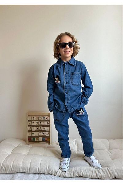 TİJK Boy's Buttoned Jean Suit
