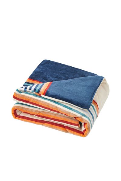 Mezoe Stripe Pattern Soft and Luxurious Quilted Velvet Throw