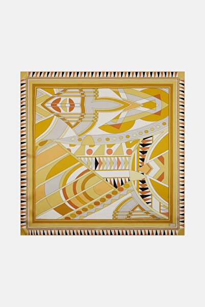 Vakko SARI GEOMETRIK DESENLI SATEN EŞARP