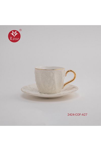 Rose 2424 Turkish Porcelain Coffee Cup Set 12 Pieces
