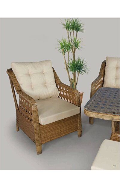 adımshops MENEKŞE 3+1+1+2puf+masa Rattan Bahçe Balkon Mobilyası, 7 Kişilik Bahçe Takımı