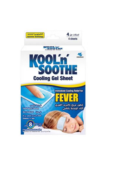 Kool N Soothe شرائح جل التبريد لتخفيف الحمى لدى الأطفال في سن الرابعة على الفور