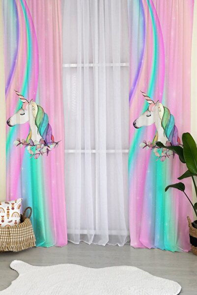 milroma Unicorn Pattern Velvet Baby and Children's Room Background Curtain - ...