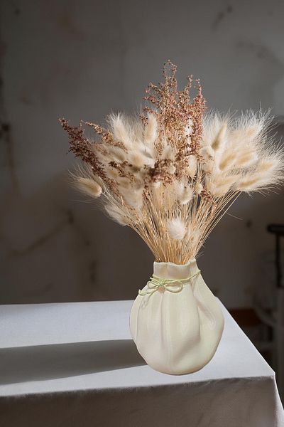 N NOXXO Bohemian Style Elegant Nordic Vase Drawstring Large Size 15 X 25 cm Vegan Pla Cream