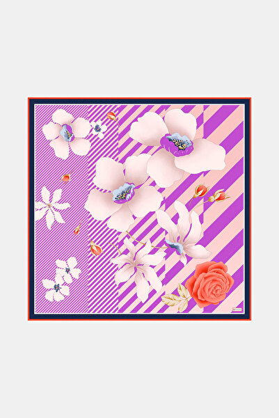 Vakko FUŞYA ÇİÇEK DESENLİ TWILL EŞARP