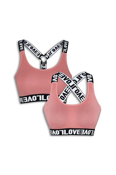 HNX Cotton Love Rubber Removable Covered Women's Sports Bustier 2 Pcs