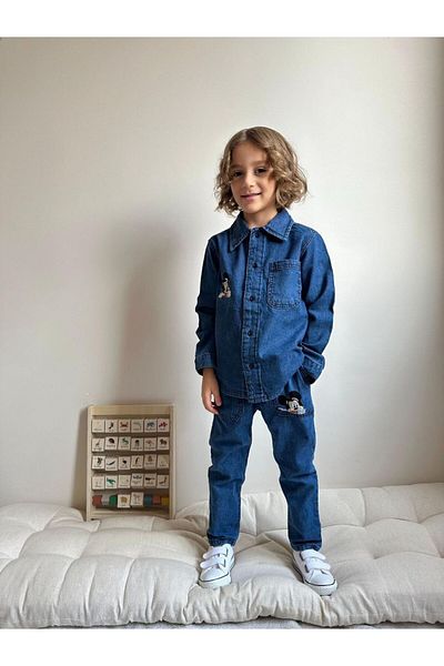 TİJK Boy's Buttoned Jean Suit