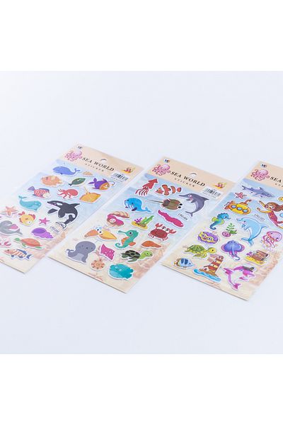 Bimotif 3Pcs Embossed Adhesive Sticker,Underwater World Diver Girl