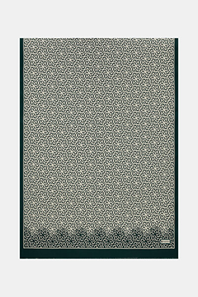 Vakko ZUMRUT YEŞILI GEOMETRIK DESENLI TWILL EŞARP