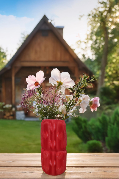 N NOXXO Bohemian Style Large Size Elegant Nordic Vase Colorful Large Size 15 X 25 cm Vegan Pla Red