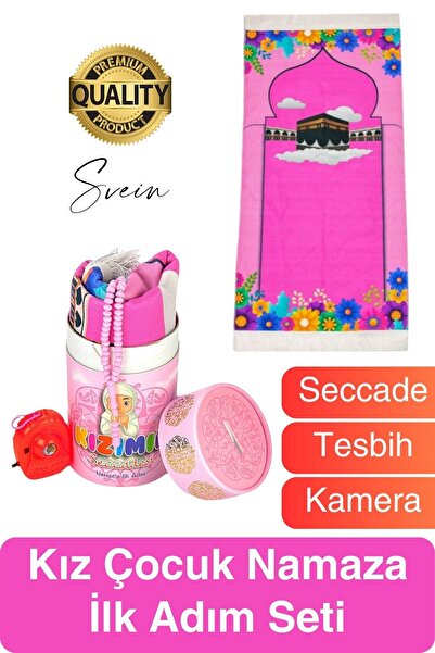 Svein Özel Üretim Kız Çocuk Namaza İlk Adım Seccade Tesbih Seti Kızımın Secca...