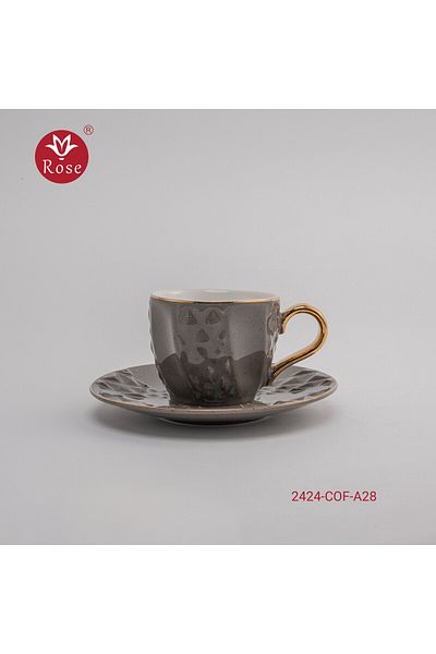 Rose 2424 Turkish Porcelain Coffee Cup Set 12 Pieces