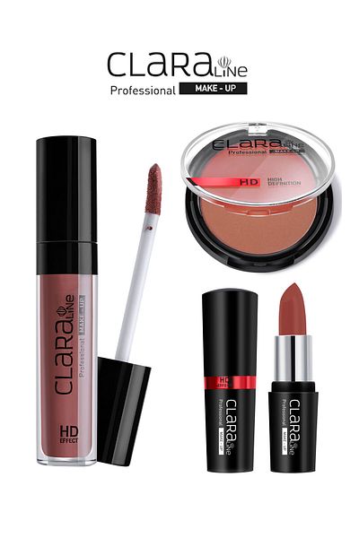 Clara Autumn Embrace Clara Line Lipcream Matte 415+blusher74+matte lipstick445