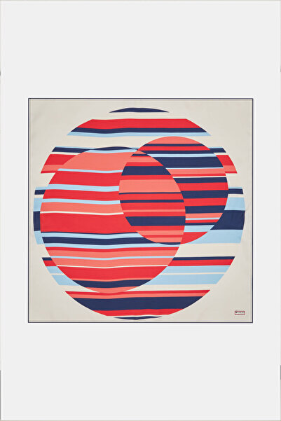 Vakko EKRU GEOMETRİK DESENLİ TWILL EŞARP