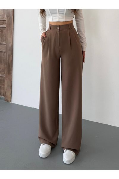 BİKELİFE Pantaloni de damă din material Palazzo cu talie înaltă