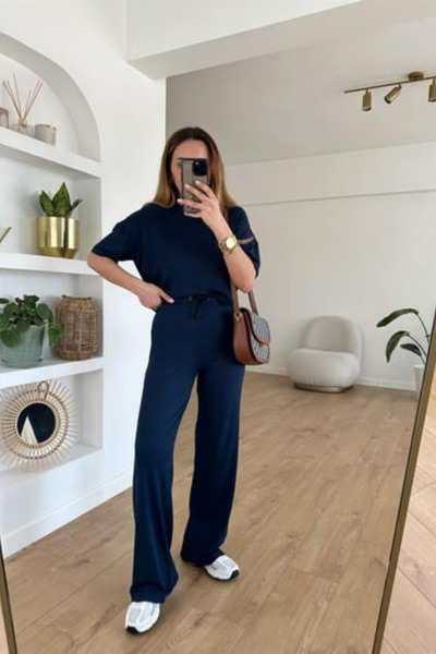 YAKAMEL Women's Seasonal Short Sleeve Corded 2-Piece Set