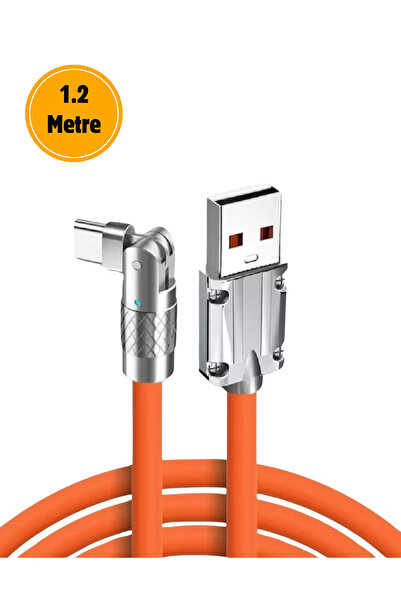 Unichrome Type-c 180 Derece Lightning Dönebilen Şarj Kablosu Oynar Başlıklı Metal Uçlu 1.20 Metre